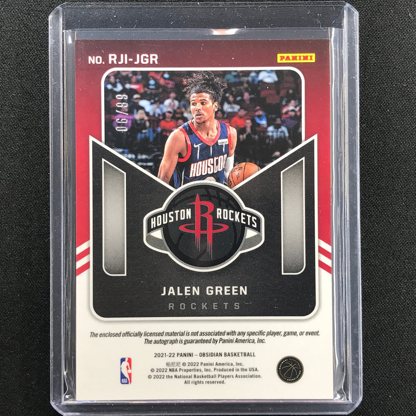 2021-22 Obsidian Jalen Green Rookie Jersey Ink Auto 6/99