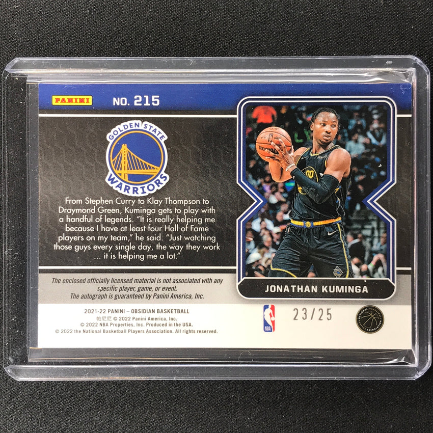 2021-22 Obsidian Jonathan Kuminga Rookie Jersey Patch Autographs Green 23/25
