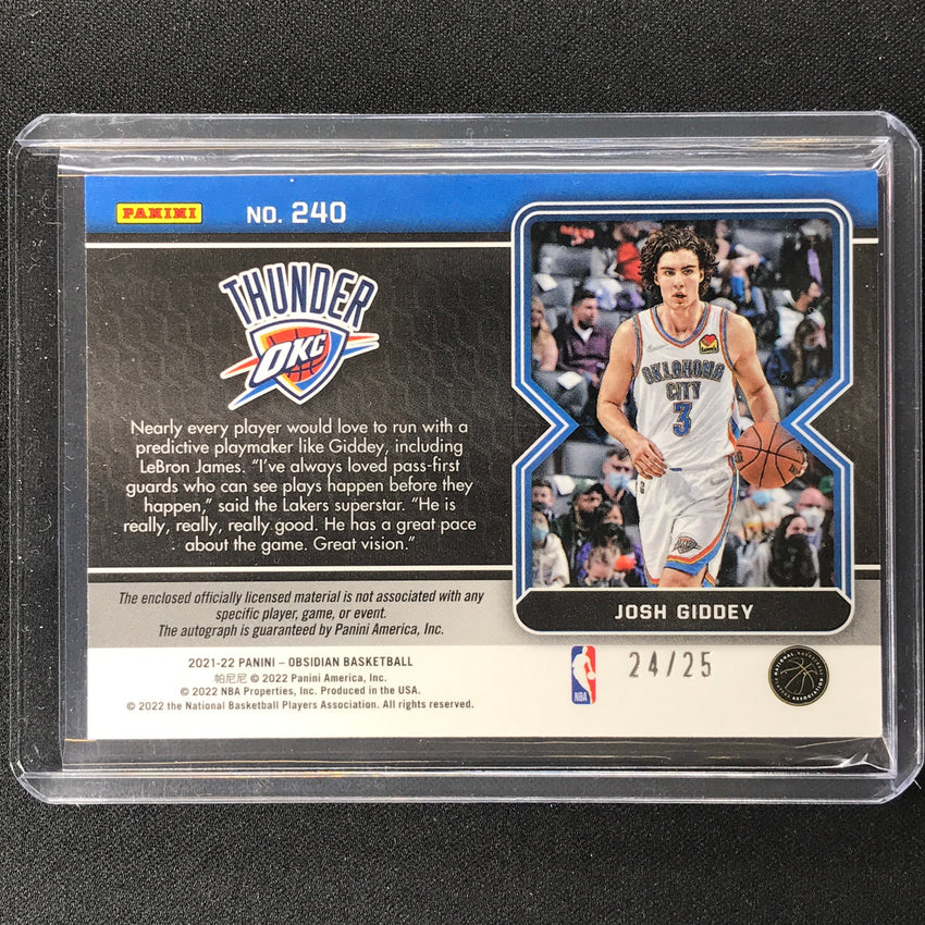2021-22 Obsidian Josh Giddey Rookie Jersey Patch Autographs Green 24/25