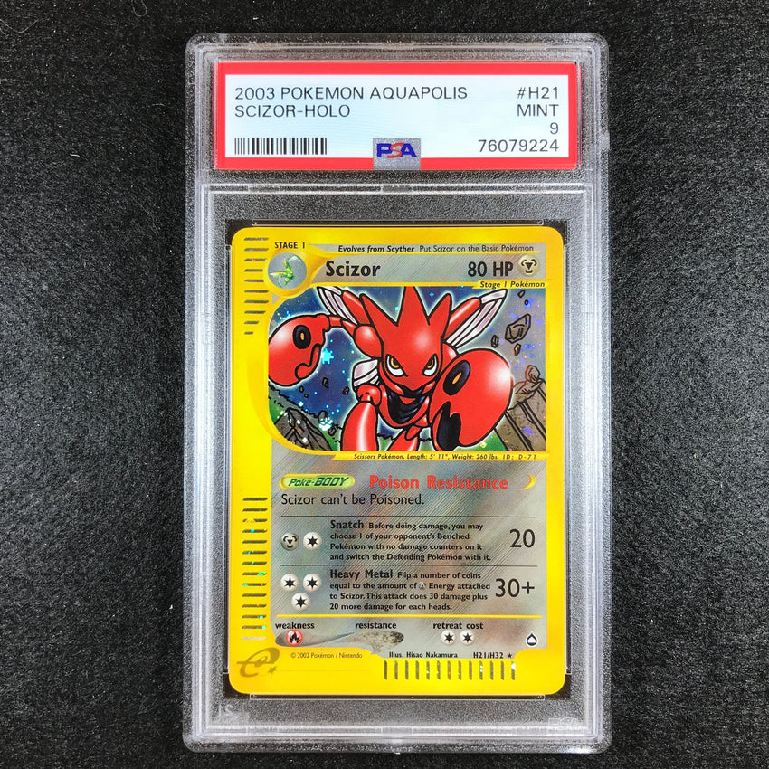 PSA 9 Scizor - H21/H32 - Holo Rare 2003 Aquapolis 224