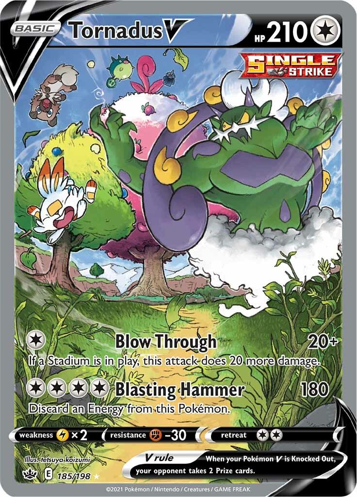 ALTERNATE ART Tornadus V - 185/198 - Full Art Ultra Rare Chilling Reign