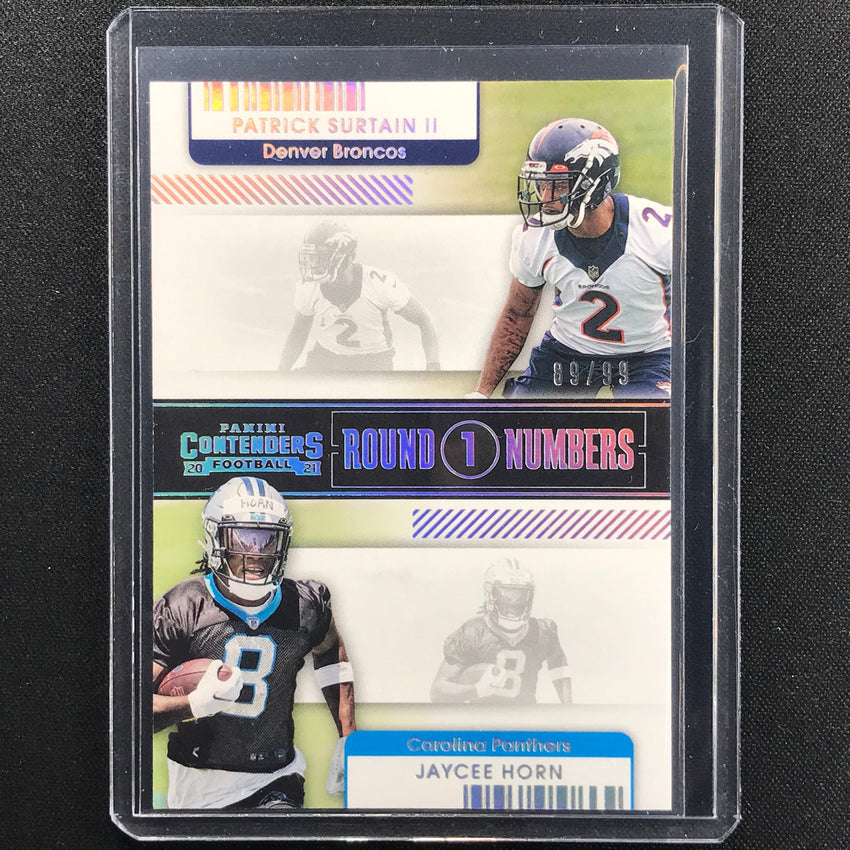 2021 Contenders Patrick Surtain Jaycee Horn Round Numbers Rookie Silver 89/99