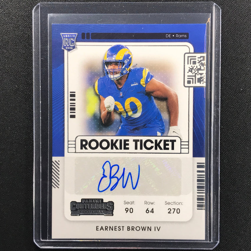 2021 Contenders Earnest Brown Iv Rookie Ticket Auto No 291 B