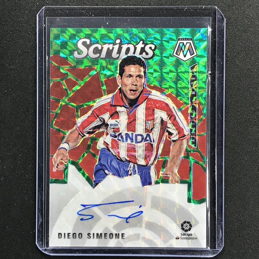 2020-21 Mosaic Laliga Diego Simeone Scripts Green Prizm Auto No Dsm