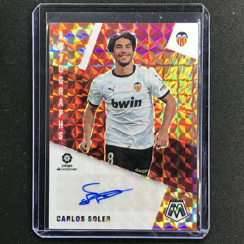 2020-21 Mosaic Laliga Carlos Soler Autographs Choice Fusion Red No Cs