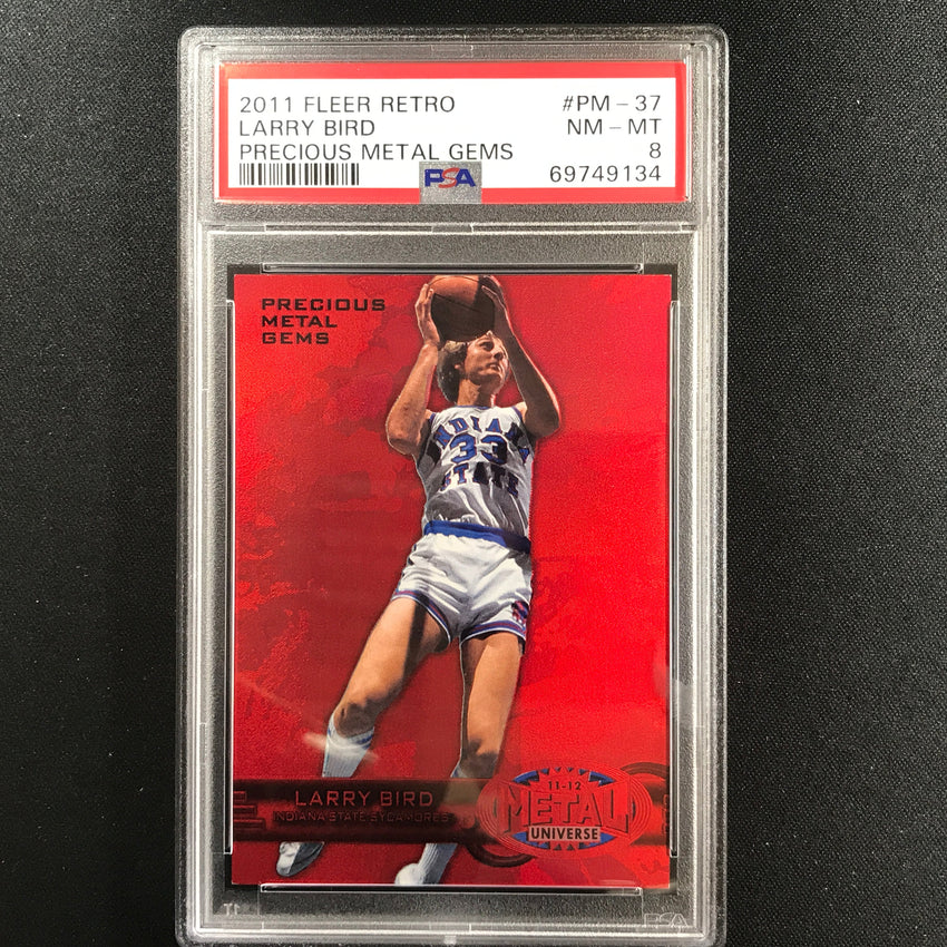 2011-12 Fleer Retro Larry Bird Precious Metal Gems Pmg Red 98/150 PSA 8