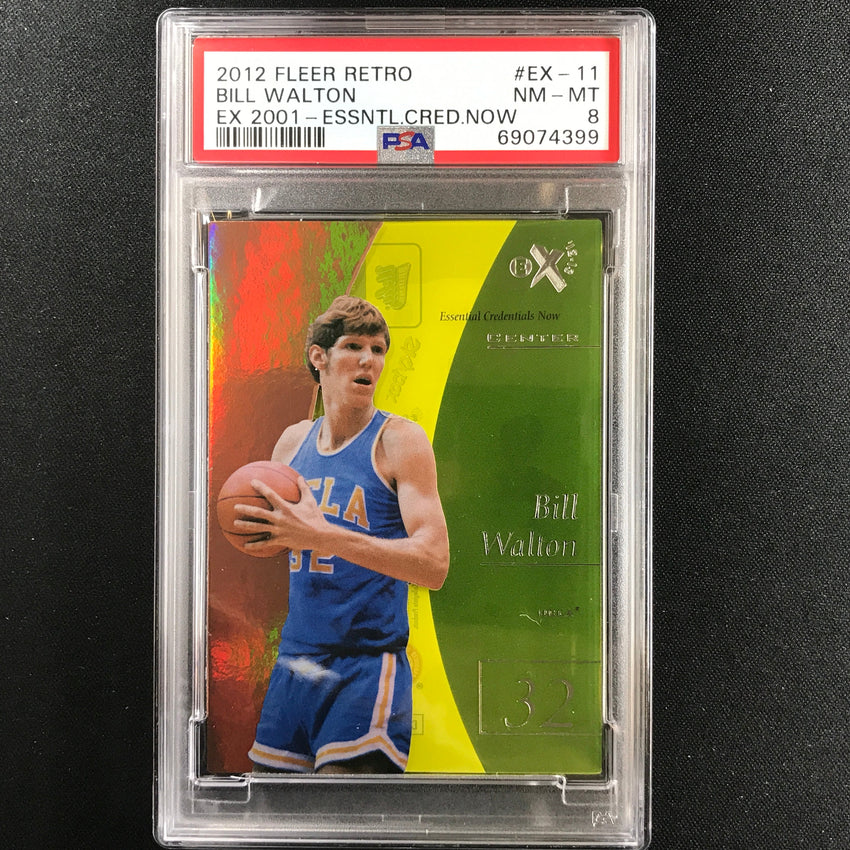 2012-13 Fleer Retro Bill Walton Ex 2001 Essential Credentials Now 4/11 PSA 8