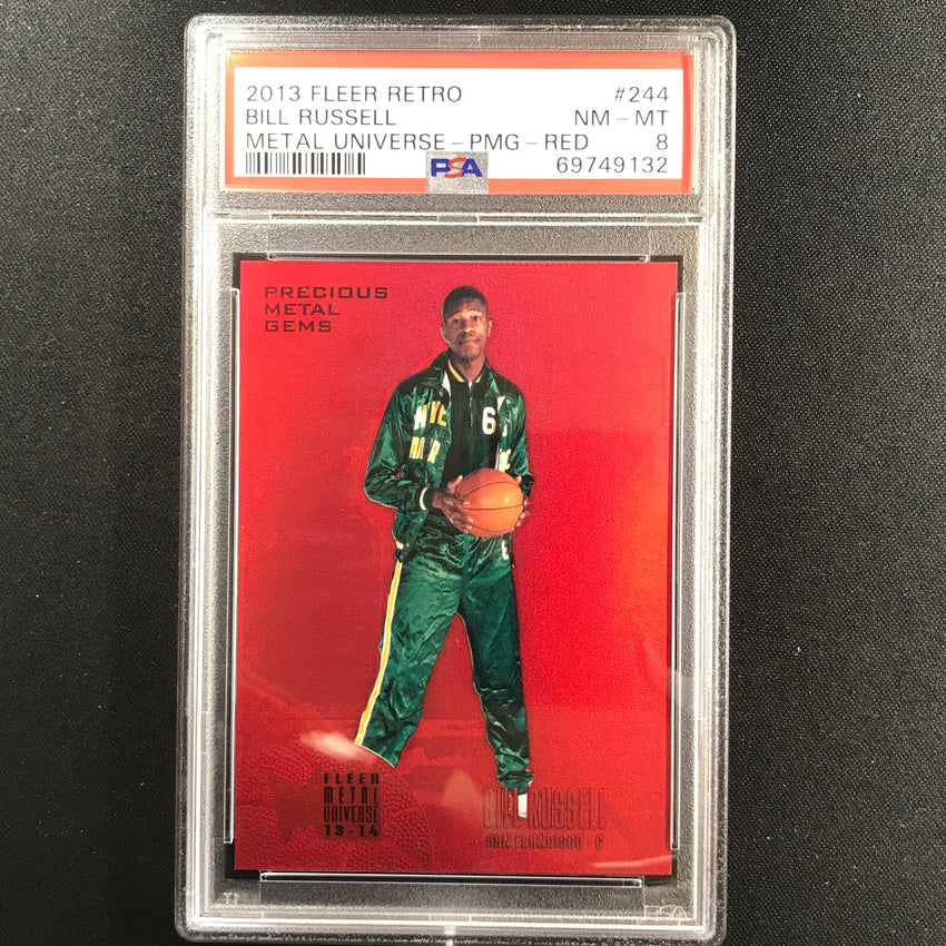 2013-14 Fleer Retro Bill Russell Precious Metal Gems Pmg Red 41/150 PSA 8