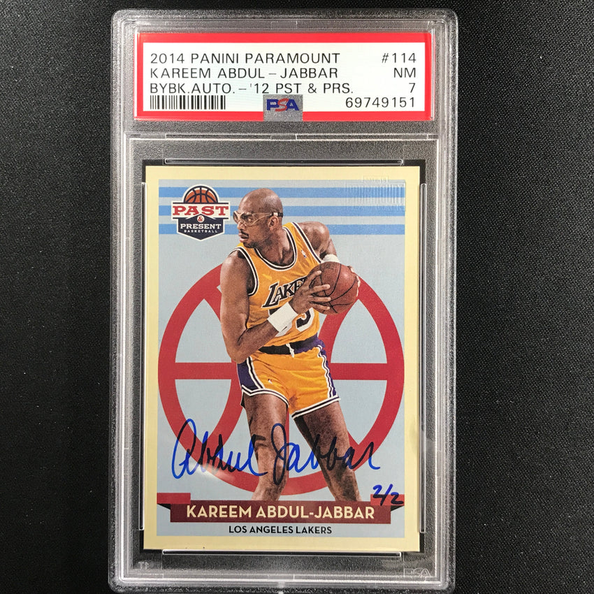2014-15 Paramount Kareem Abdul-jabbar 2012 Past Present Buyback Auto 2/2 PSA 7