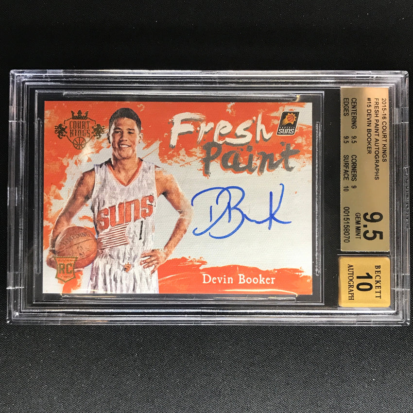2015-16 Court Kings Devin Booker Fresh Paint Rookie Auto No Db Bgs 9.5/10 070