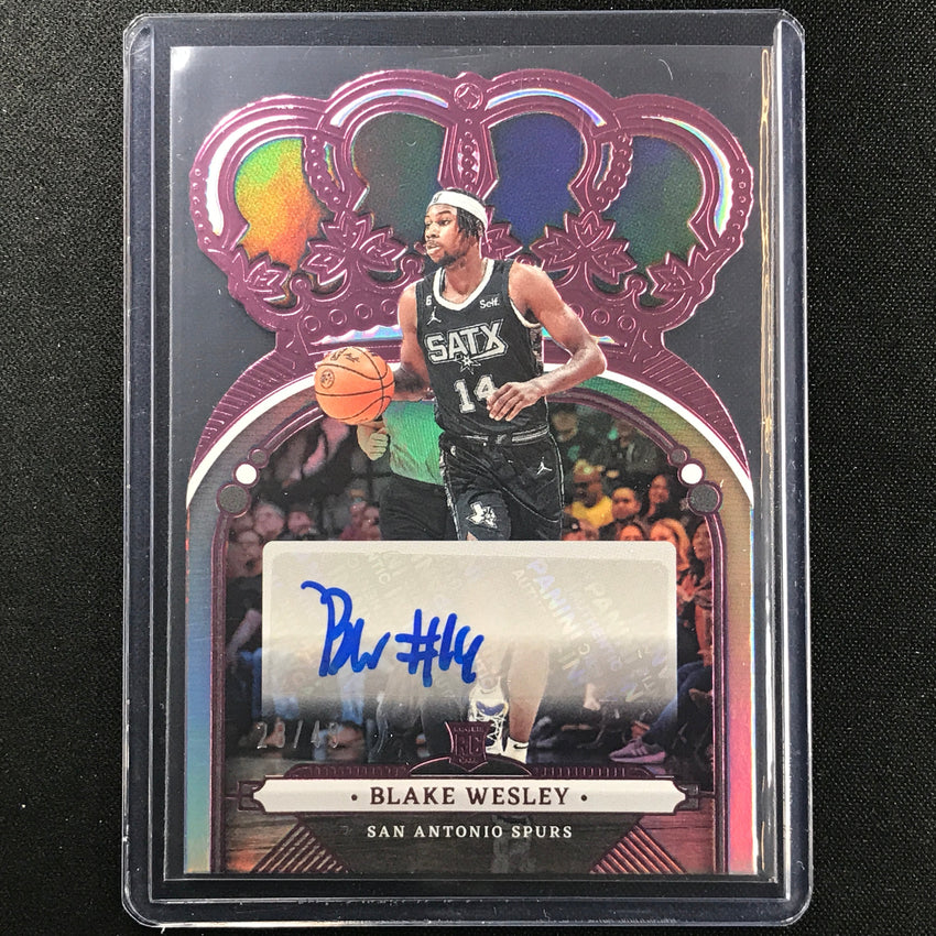 2022-23 Crown Royale Blake Wesley Rookie Crown Auto Die-cut Pink 28/49