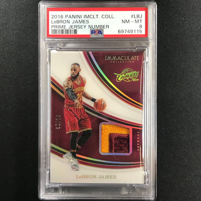 2016-17 Immaculate Lebron James Prime Jersey Number Patch 4/23 PSA 8