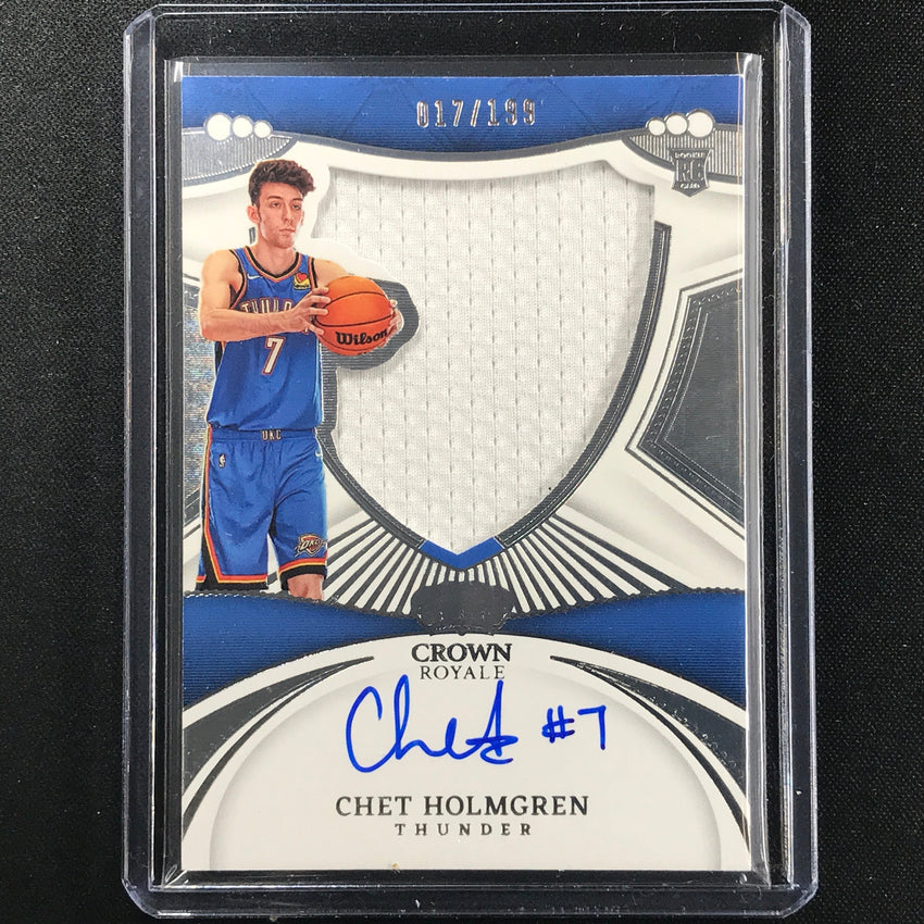 2022-23 Crown Royale Chet Holmgren Silhouettes Rookie Jersey Auto Silver 17/199