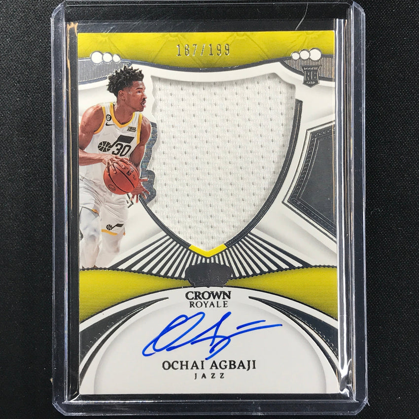 2022-23 Crown Royale Ochai Agbaji Silhouettes Rookie Jersey Auto Silver 187/199