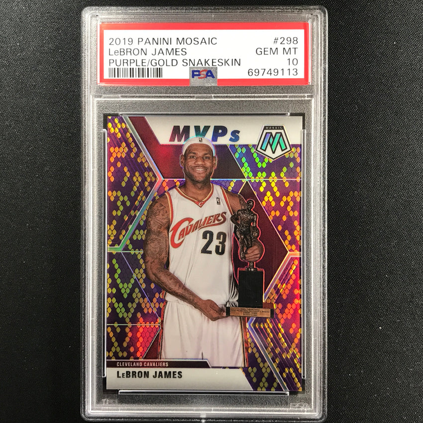 2019-20 Mosaic LEBRON JAMES MVPs Purple Gold Snakeskin 18/20 PSA 10