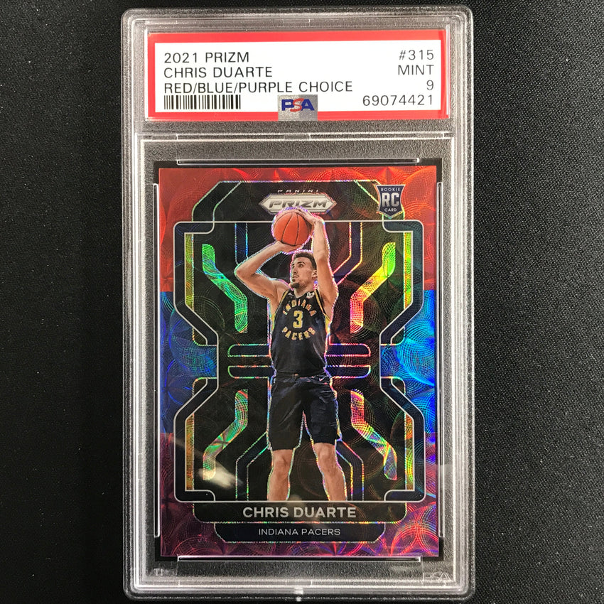2021-22 Prizm Chris Duarte Choice Rookie Red Blue Purple Scope 2/15 PSA 9