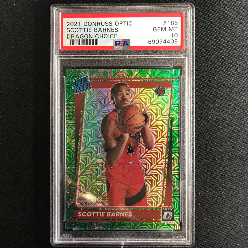 2021-22 Donruss Optic Scottie Barnes Choice Rookie Dragon Ssp No 186 PSA 10 409