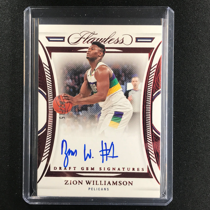 2021-22 Flawless Zion Williamson Draft Gem Signatures Auto Ruby Red 2/15
