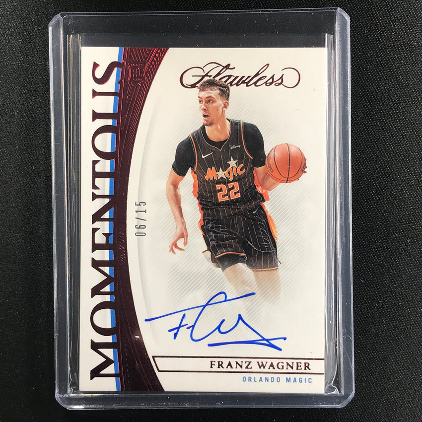 2021-22 Flawless Franz Wagner Momentous Rookie Auto Ruby Red 6/15