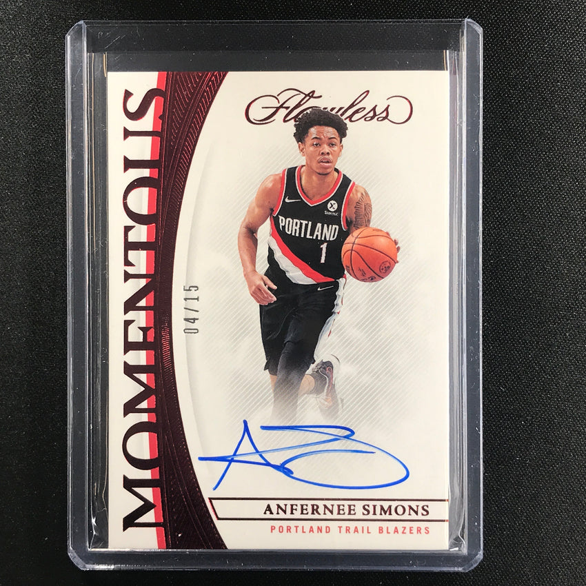2021-22 Flawless Anfernee Simons Momentous Auto Ruby Red 4/15