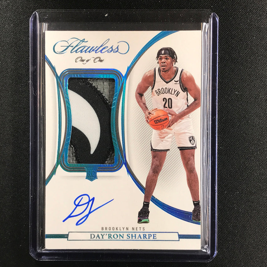 2021-22 Flawless Dayron Sharpe Vertical Rookie Patch Auto Platinum 1/1