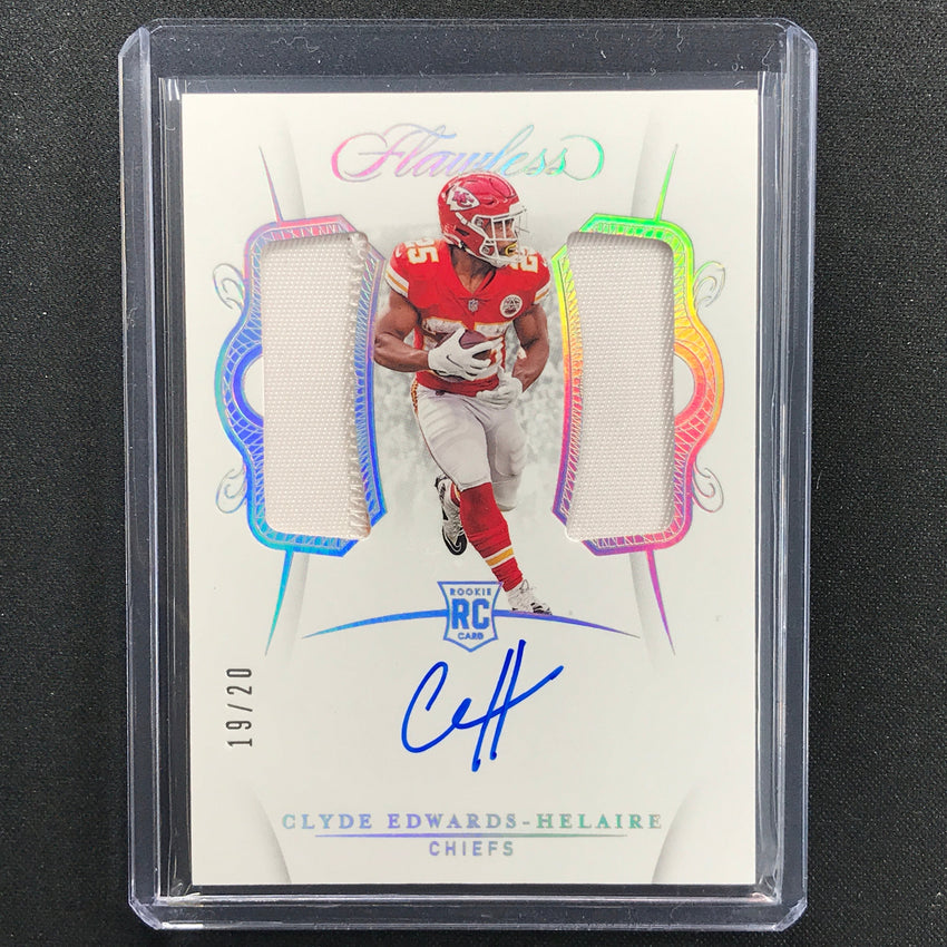 2021 Flawless Clyde Edwards-helaire 2020 Update Rookie Dual Patch Auto 19/20
