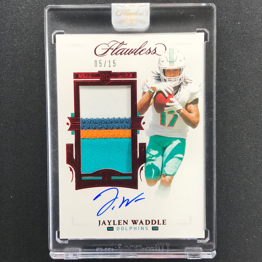 2021 Flawless Jaylen Waddle Rookie Patch Autographs Ruby 5/15
