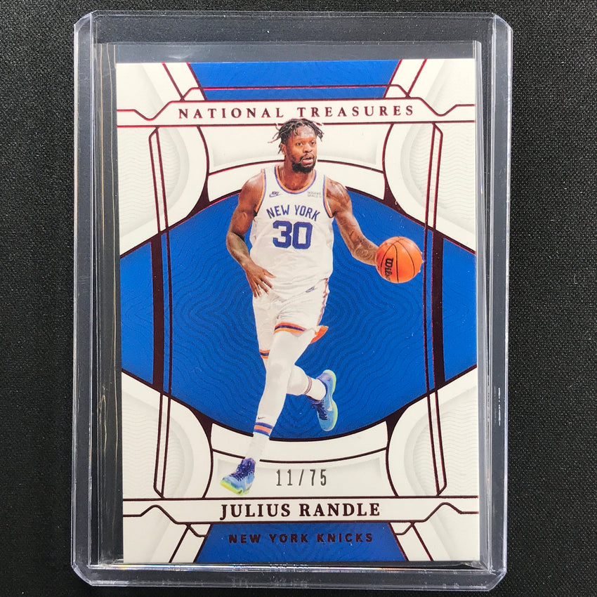 2021-22 National Treasures Julius Randle Base 75th Anniversary Red 11/75