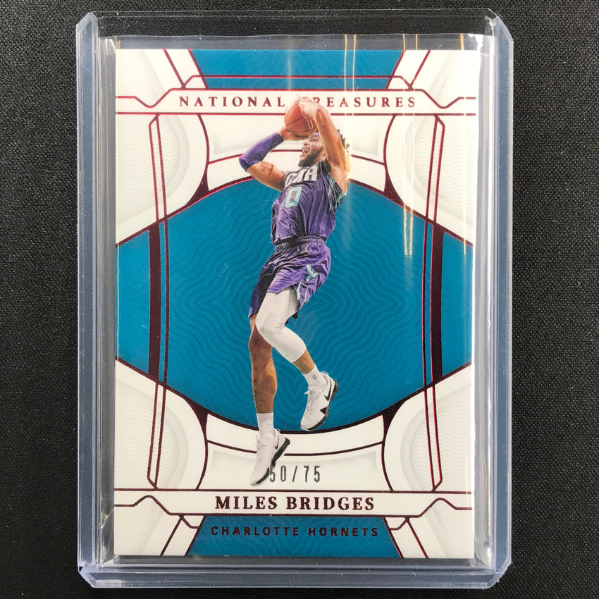 2021-22 National Treasures Miles Bridges Base 75th Anniversary Red 50/75