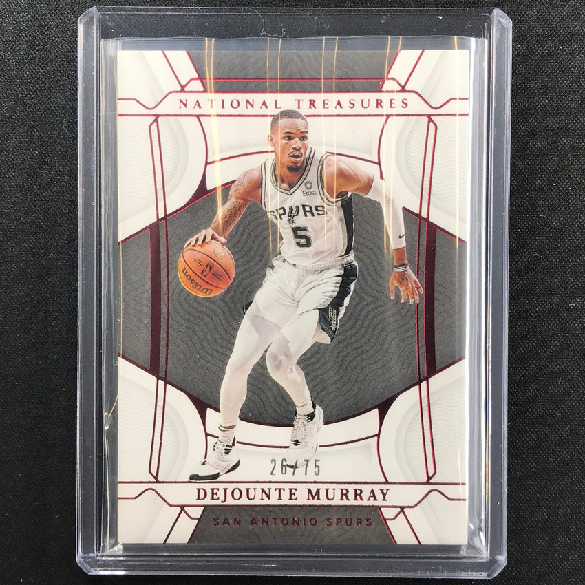 2021-22 National Treasures Dejounte Murray Base 75th Anniversary Red 26/75