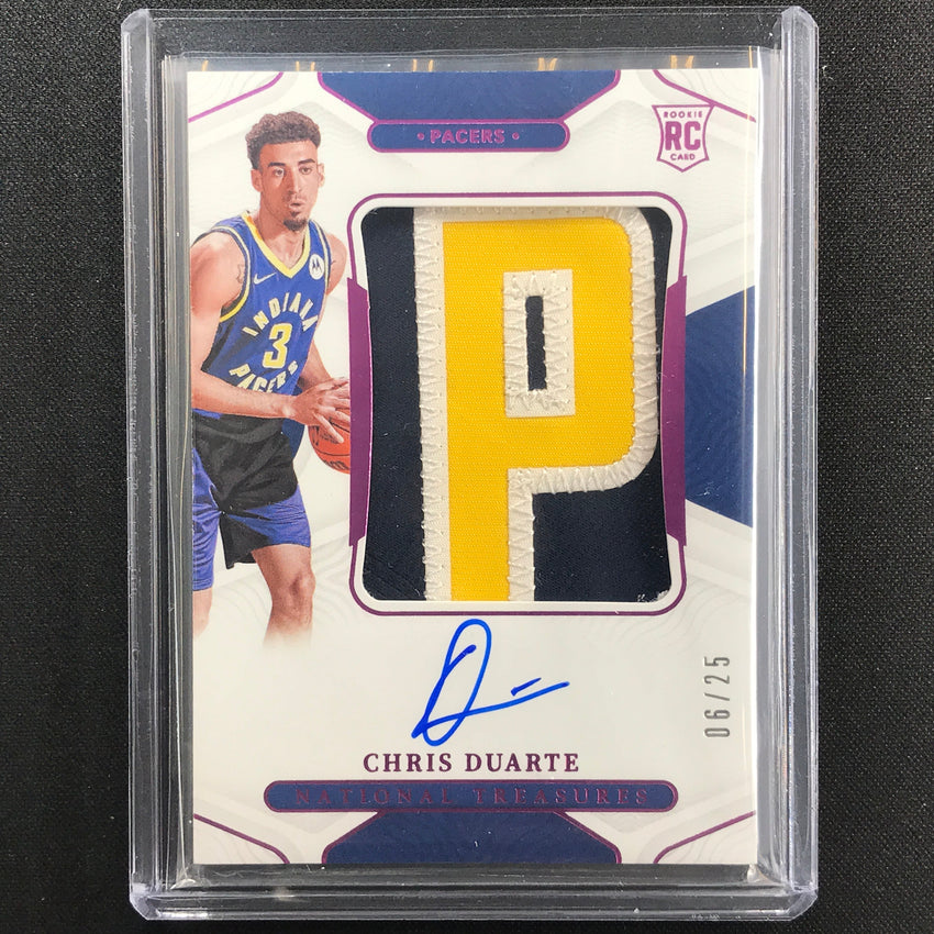 2021-22 National Treasures Chris Duarte Rookie Patch Auto Pink 6/25