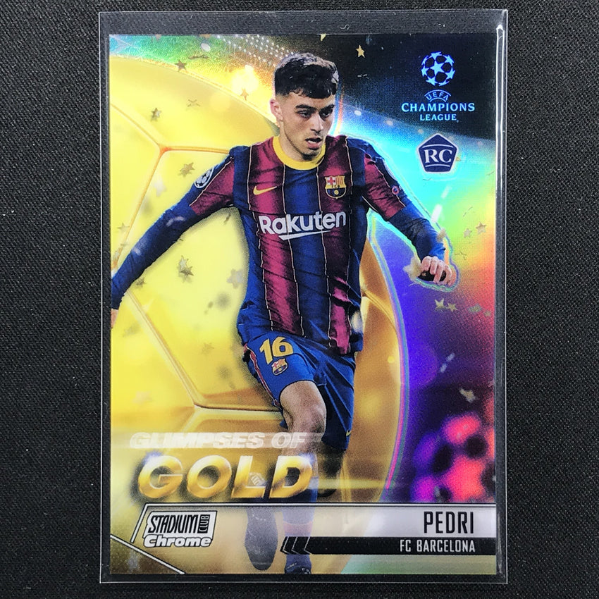 2020-21 Stadium Club Chrome Uefa Pedri Glimpses Of Gold Rookie No P