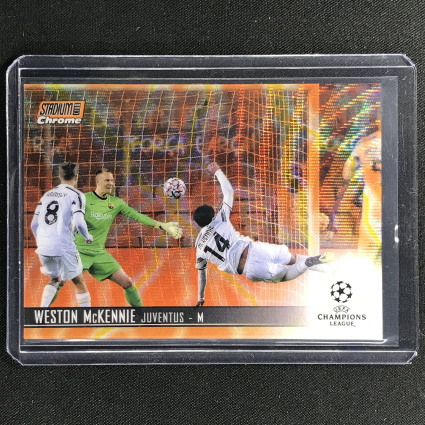 2020-21 Stadium Club Chrome Uefa Weston Mckennie Base Orange Yellow Electric No 67