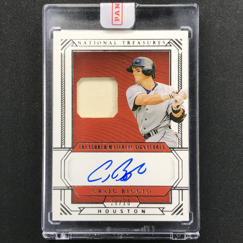 2019 National Treasures Craig Biggio Treasured Material Jersey Auto 18/20