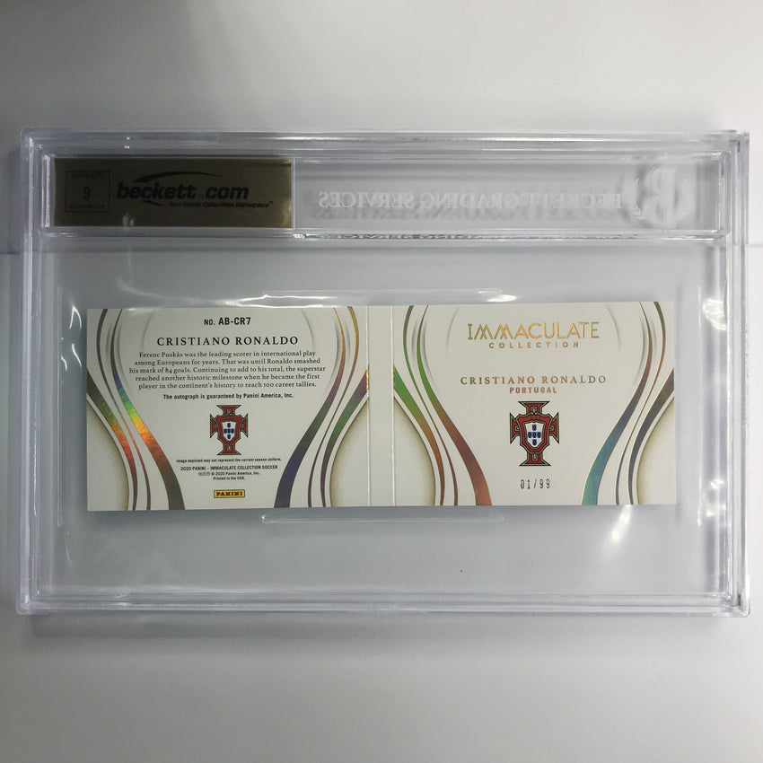 2019-20 Immaculate Collection Cristiano Ronaldo Autograph Booklet 1/99 Bgs 9.5/9