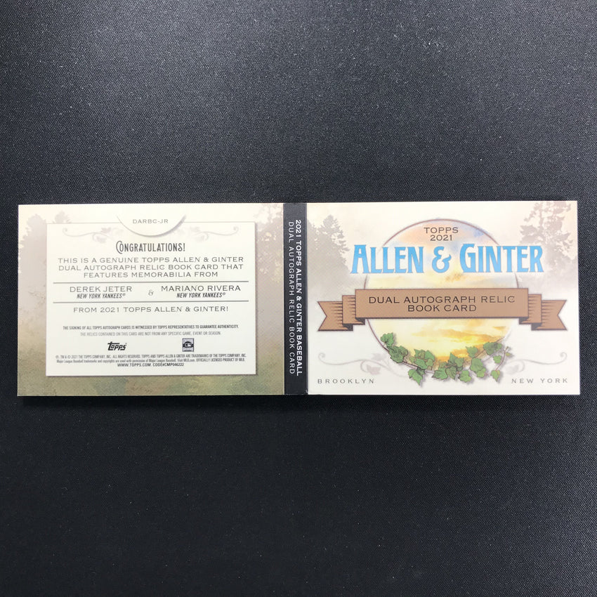 2021 Allen And Ginter Derek Jeter Mariano Rivera Dual Auto Relic Patches Book 5/10