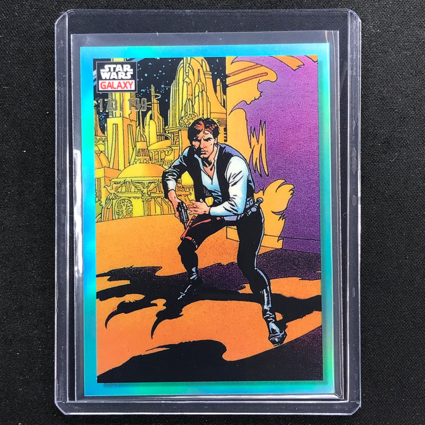 2023 Star Wars Galaxy Chrome Han Solo Draws Base Aqua 173/199 No 7