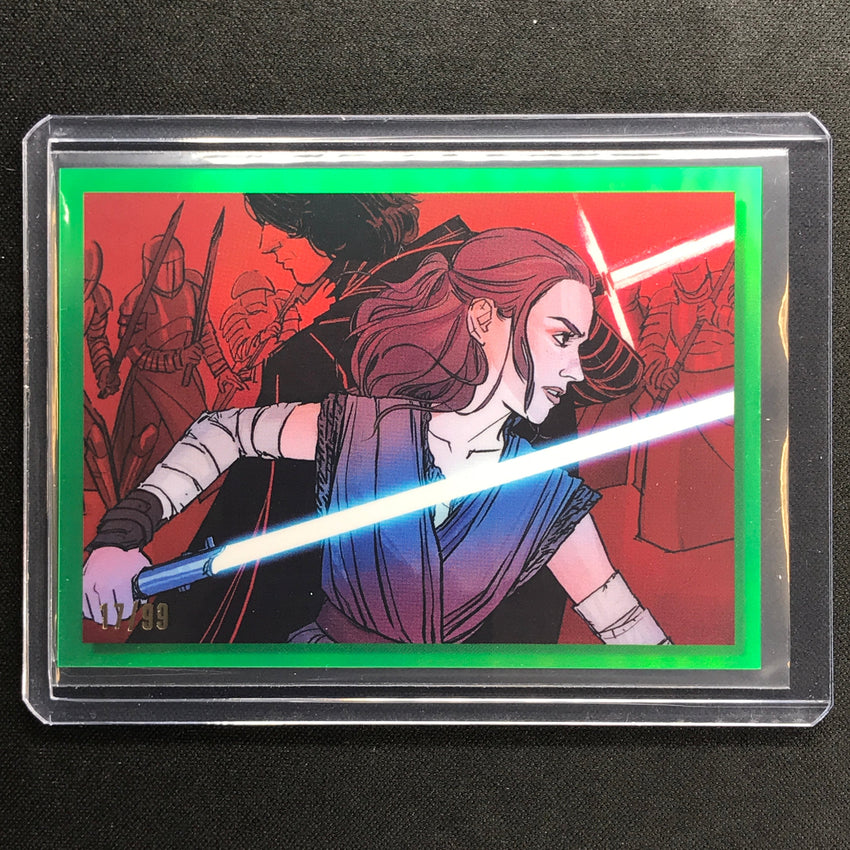 2023 Star Wars Galaxy Chrome Rey And Kylo Ren Women Of Star Wars Green 17/99 No 3