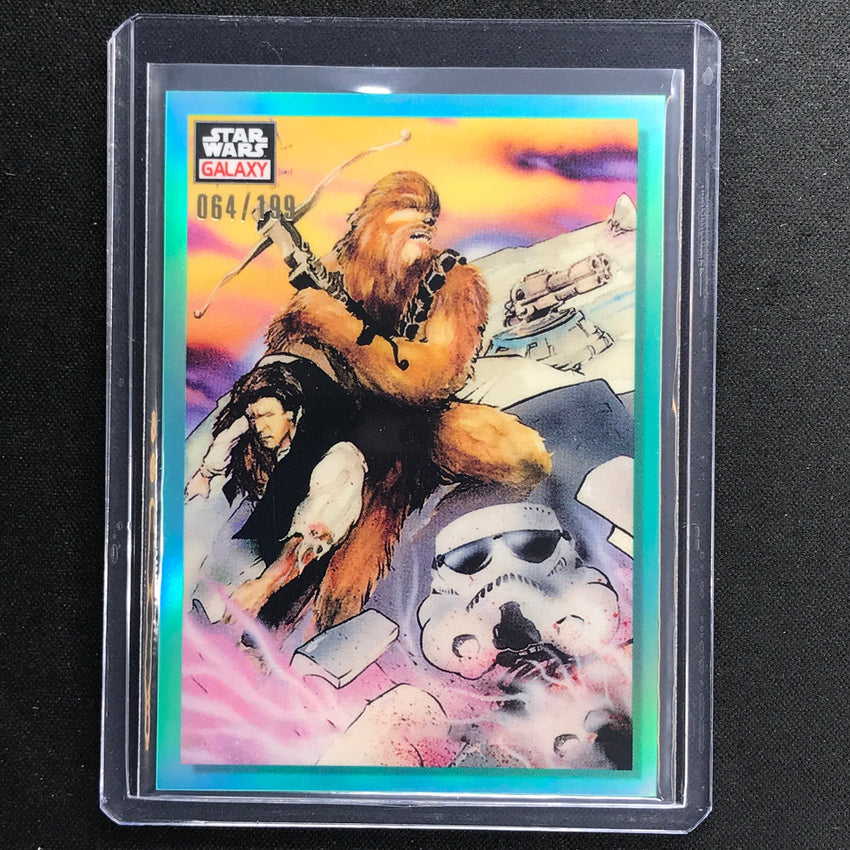 2023 Star Wars Galaxy Chrome Embattled Han And Chewie Base Aqua 64/199 No 21