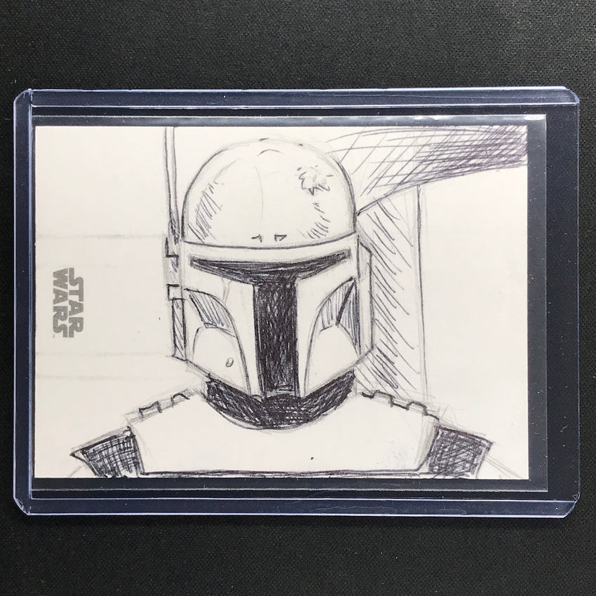 2023 Star Wars Galaxy Chrome Mandalorian Sketch Card 1/1 Oscar Chavez