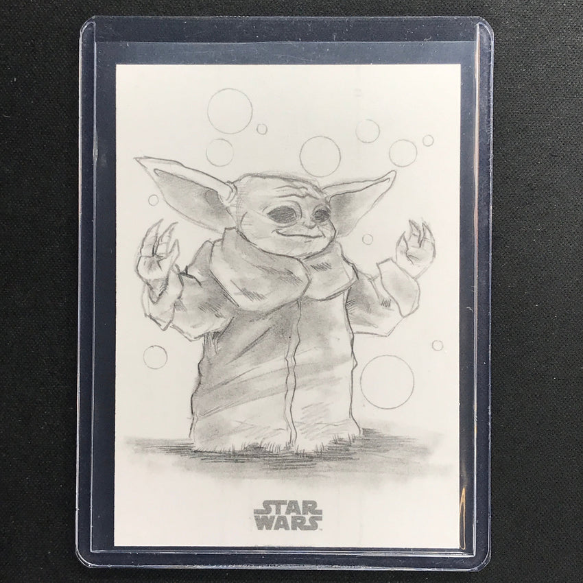2023 Star Wars Galaxy Chrome Grogu Sketch Card 1/1 Marlo Agunos