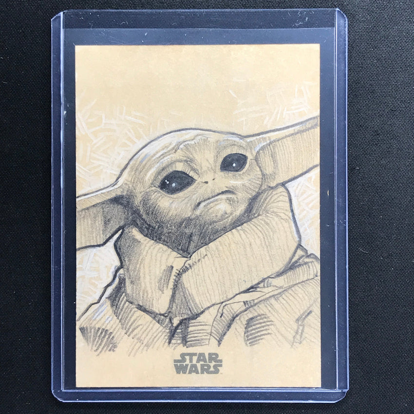 2023 Star Wars Galaxy Chrome Grogu Sketch Card 1/1 Alex Mines