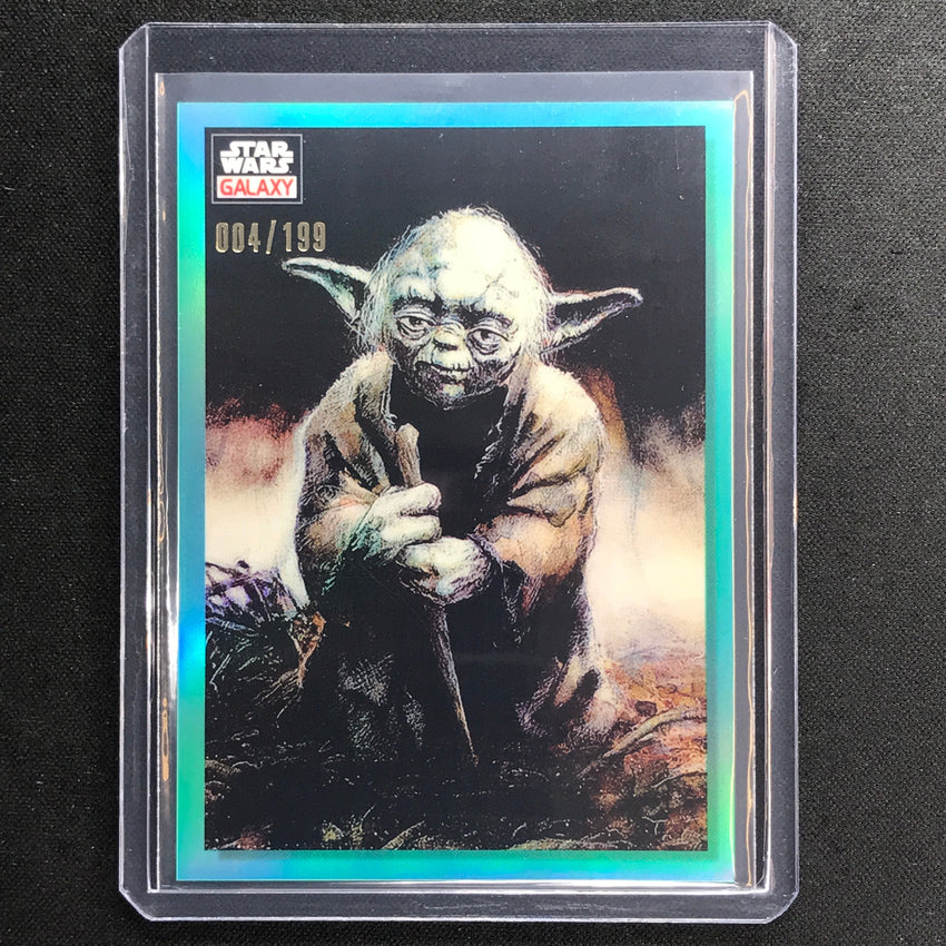 2023 Star Wars Galaxy Chrome Old Master Yoda Base Aqua 4/199 No 41