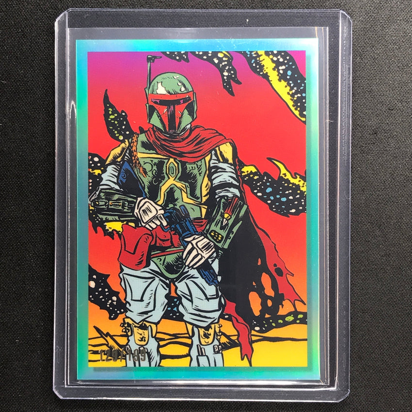 2023 Star Wars Galaxy Chrome Boba Fett Darth Vaders Bounty Hunters Aqua 129/199