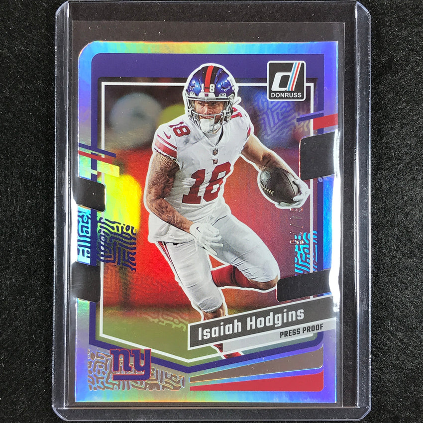 2023 Donruss Football Isaiah Hodgins Base Press Proof Silver Die-cut 64/75