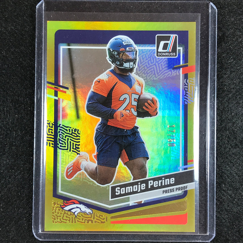 2023 Donruss Football Samaje Perine Base Press Proof Gold 17/50