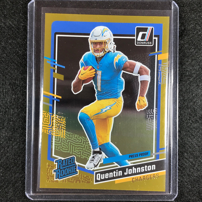 2023 Donruss Football Quentin Johnston Rated Rookie Base Press Proof Gold 41/50