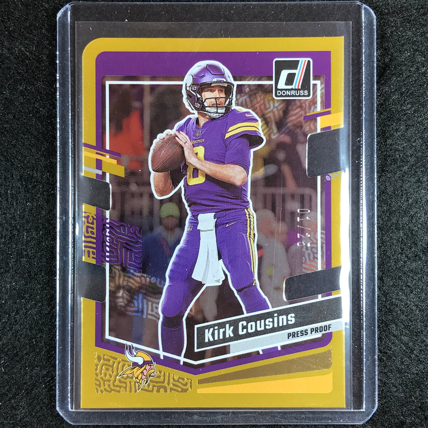 2023 Donruss Football Kirk Cousins Base Press Proof Gold Die-cut 1/25