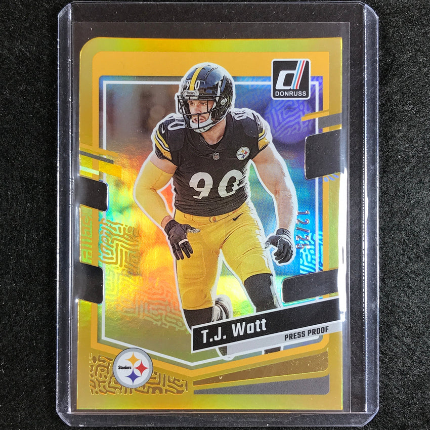 2023 Donruss Football T.j. Watt Base Press Proof Gold Die-cut 12/25