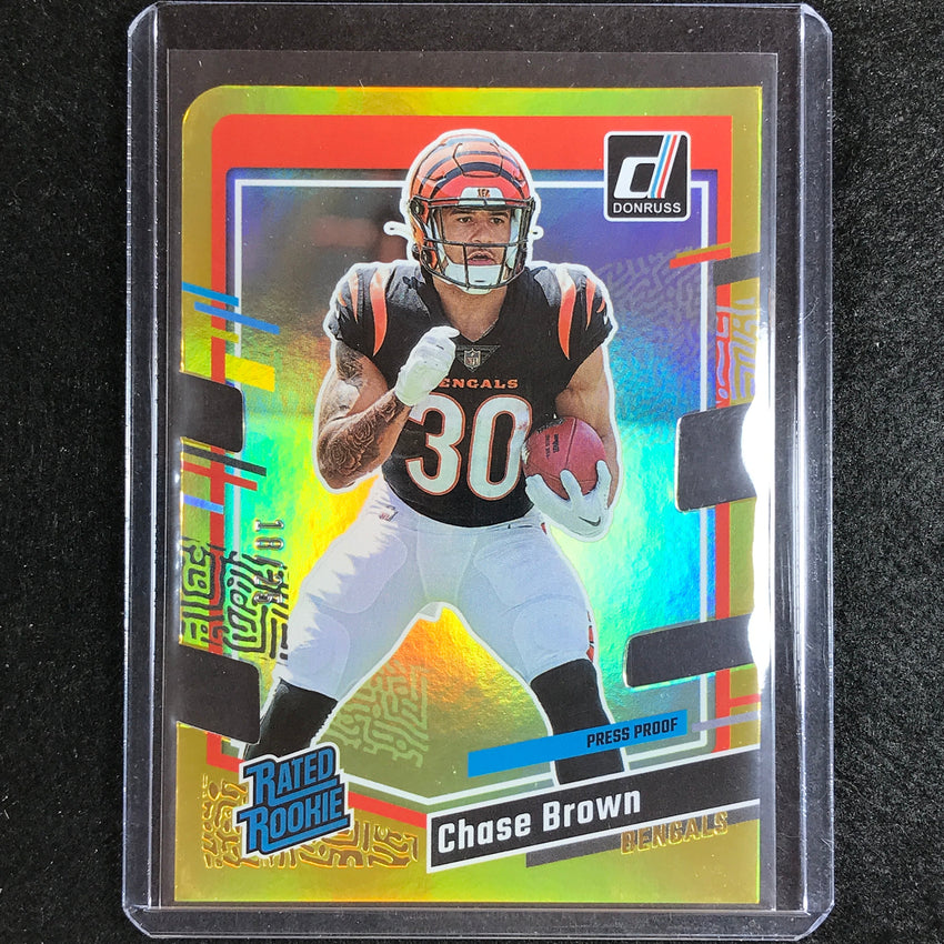 2023 Donruss Football Chase Brown Rated Rookie Press Proof Gold Die-cut 18/25